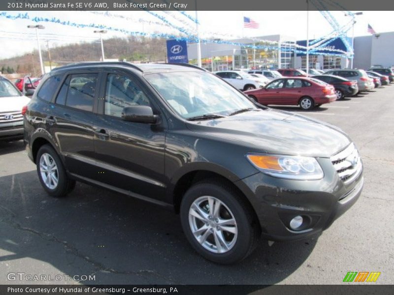 Black Forest Green / Gray 2012 Hyundai Santa Fe SE V6 AWD
