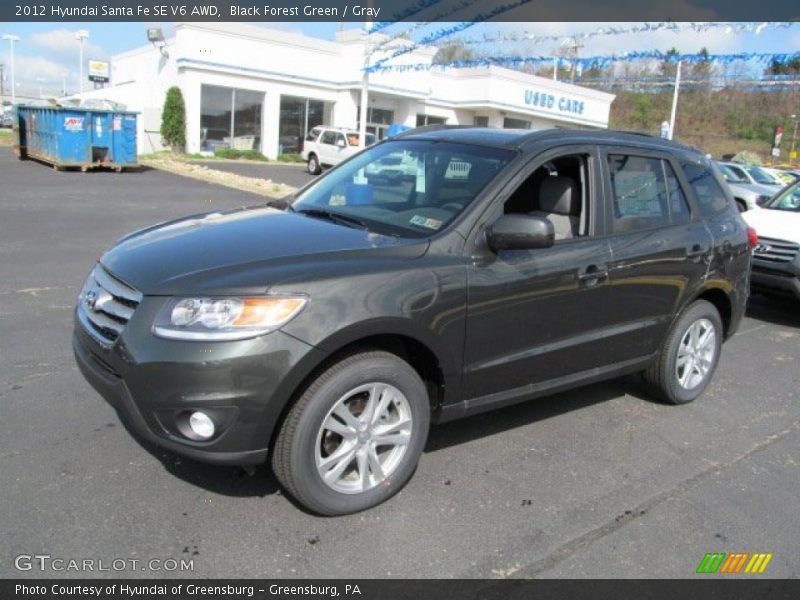 Black Forest Green / Gray 2012 Hyundai Santa Fe SE V6 AWD