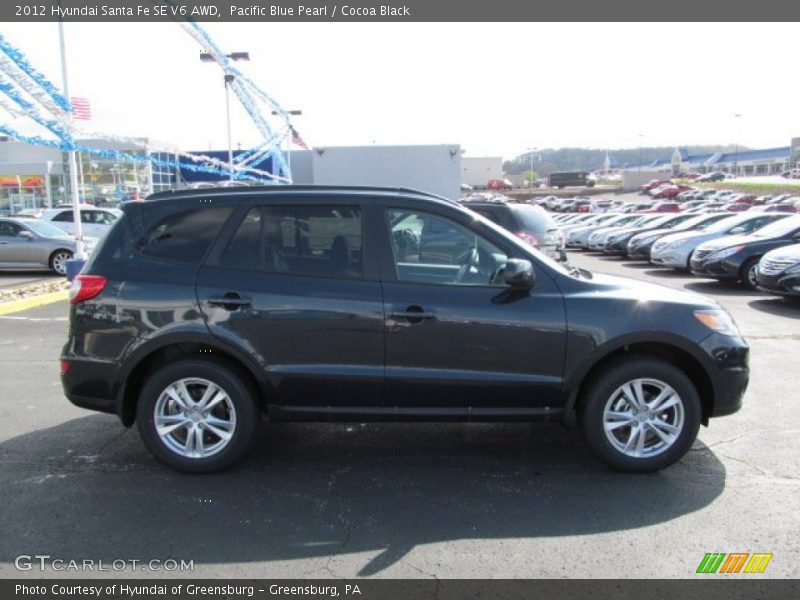 Pacific Blue Pearl / Cocoa Black 2012 Hyundai Santa Fe SE V6 AWD