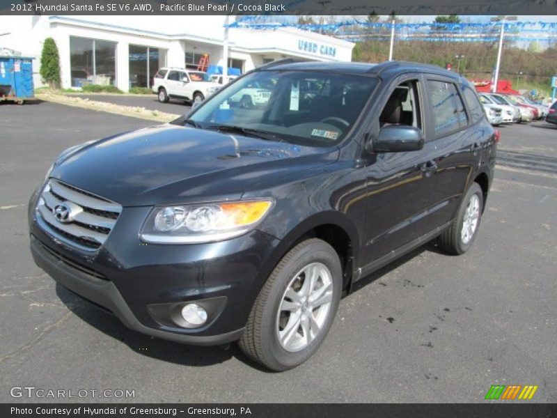 Pacific Blue Pearl / Cocoa Black 2012 Hyundai Santa Fe SE V6 AWD