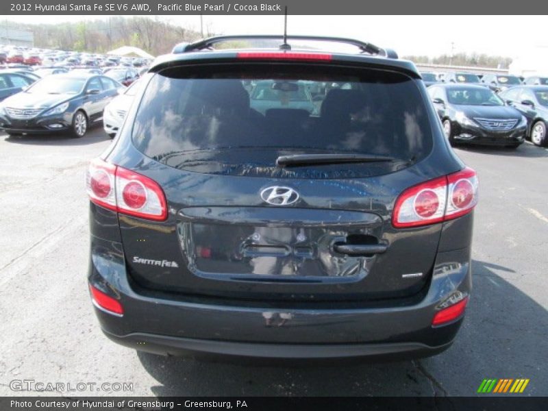 Pacific Blue Pearl / Cocoa Black 2012 Hyundai Santa Fe SE V6 AWD