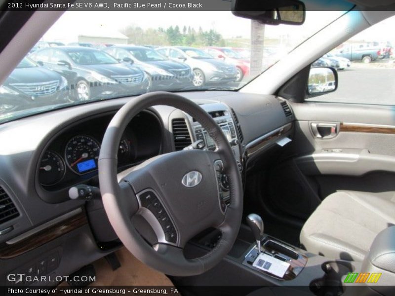 Pacific Blue Pearl / Cocoa Black 2012 Hyundai Santa Fe SE V6 AWD