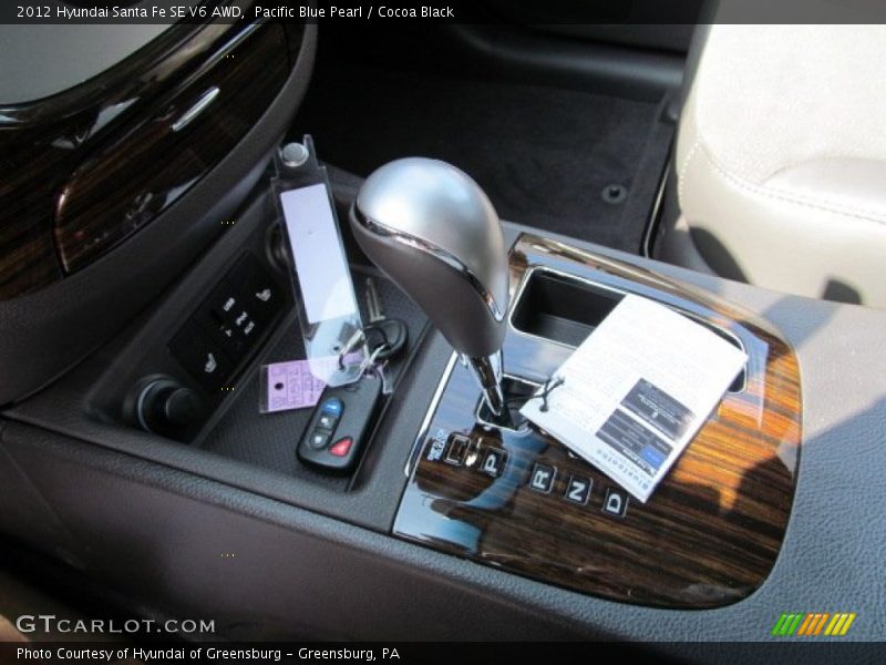Pacific Blue Pearl / Cocoa Black 2012 Hyundai Santa Fe SE V6 AWD