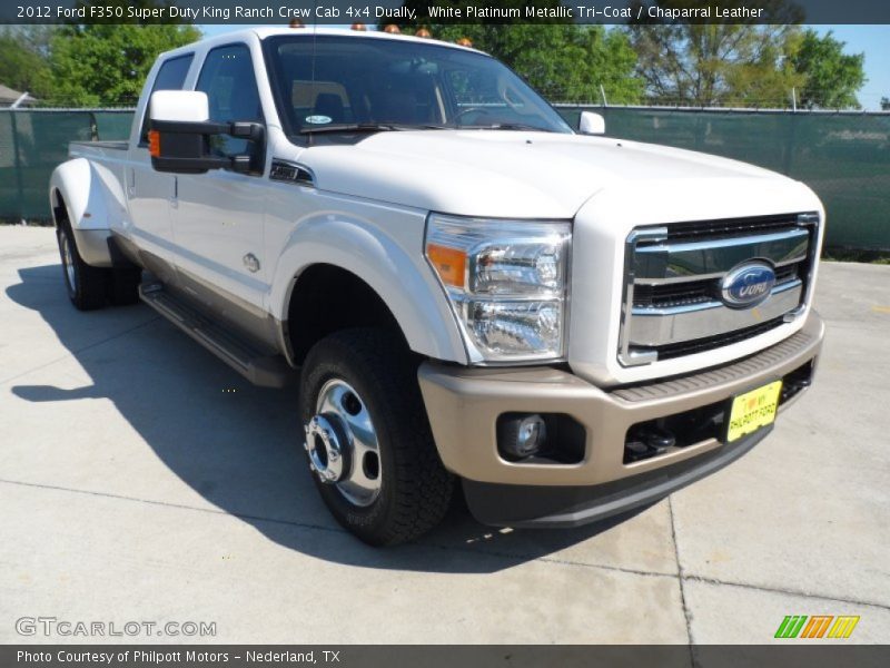 White Platinum Metallic Tri-Coat / Chaparral Leather 2012 Ford F350 Super Duty King Ranch Crew Cab 4x4 Dually