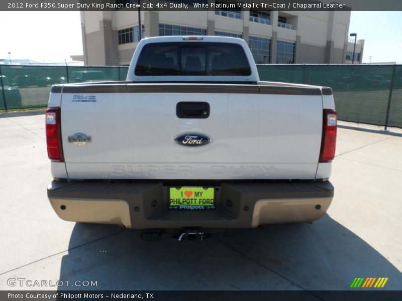 White Platinum Metallic Tri-Coat / Chaparral Leather 2012 Ford F350 Super Duty King Ranch Crew Cab 4x4 Dually