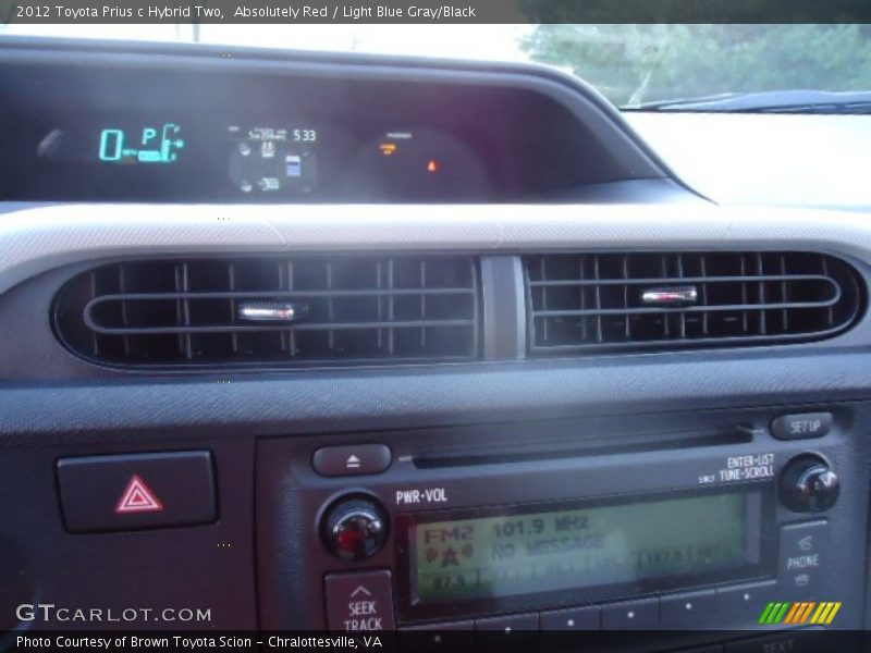 Absolutely Red / Light Blue Gray/Black 2012 Toyota Prius c Hybrid Two