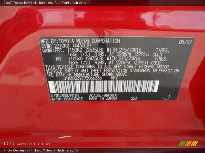 Barcelona Red Pearl / Ash Gray 2007 Toyota RAV4 I4