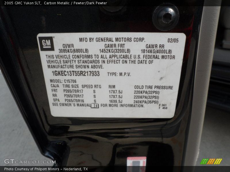 Carbon Metallic / Pewter/Dark Pewter 2005 GMC Yukon SLT