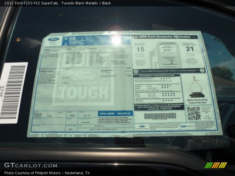  2012 F150 FX2 SuperCab Window Sticker