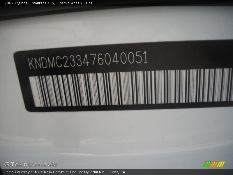 Cosmic White / Beige 2007 Hyundai Entourage GLS