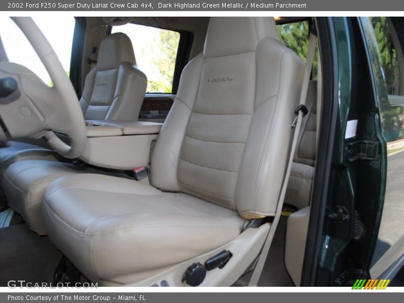 Dark Highland Green Metallic / Medium Parchment 2002 Ford F250 Super Duty Lariat Crew Cab 4x4