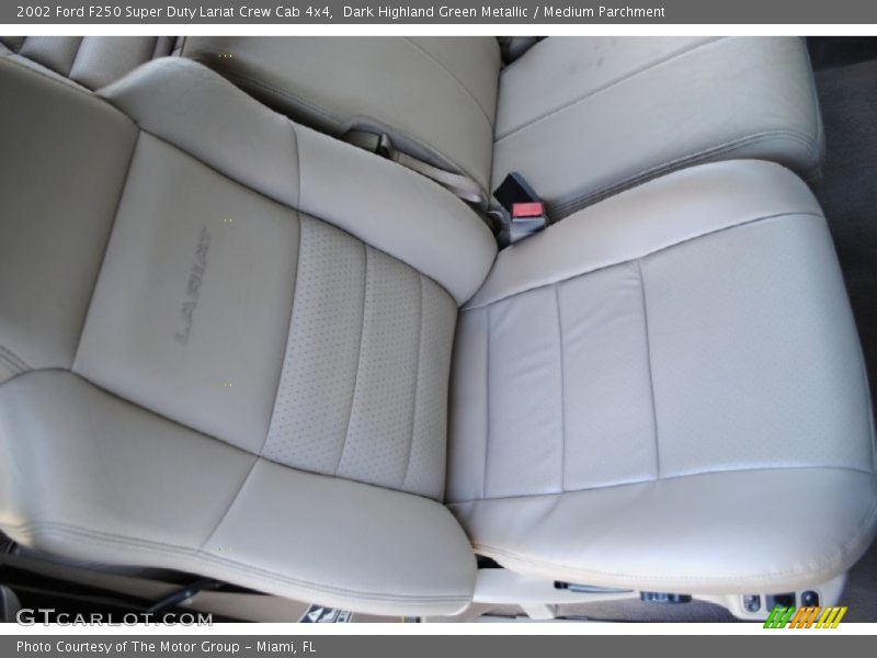 Dark Highland Green Metallic / Medium Parchment 2002 Ford F250 Super Duty Lariat Crew Cab 4x4