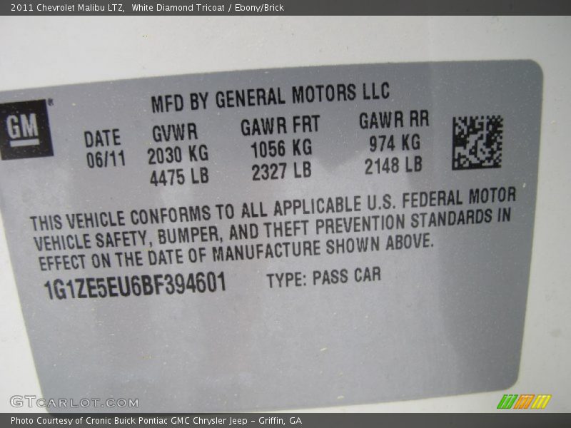 White Diamond Tricoat / Ebony/Brick 2011 Chevrolet Malibu LTZ