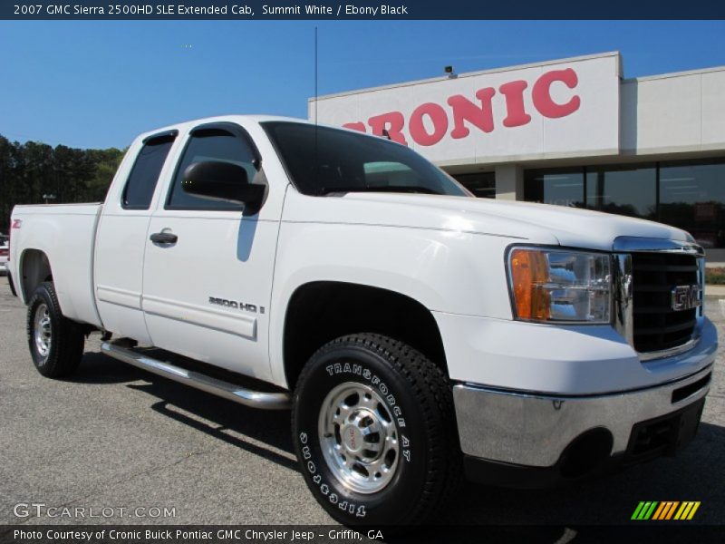 Summit White / Ebony Black 2007 GMC Sierra 2500HD SLE Extended Cab