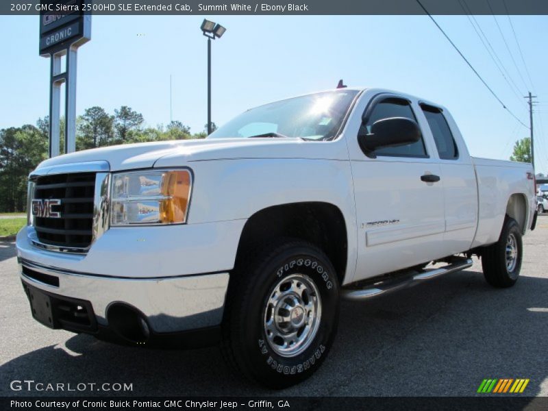 Summit White / Ebony Black 2007 GMC Sierra 2500HD SLE Extended Cab