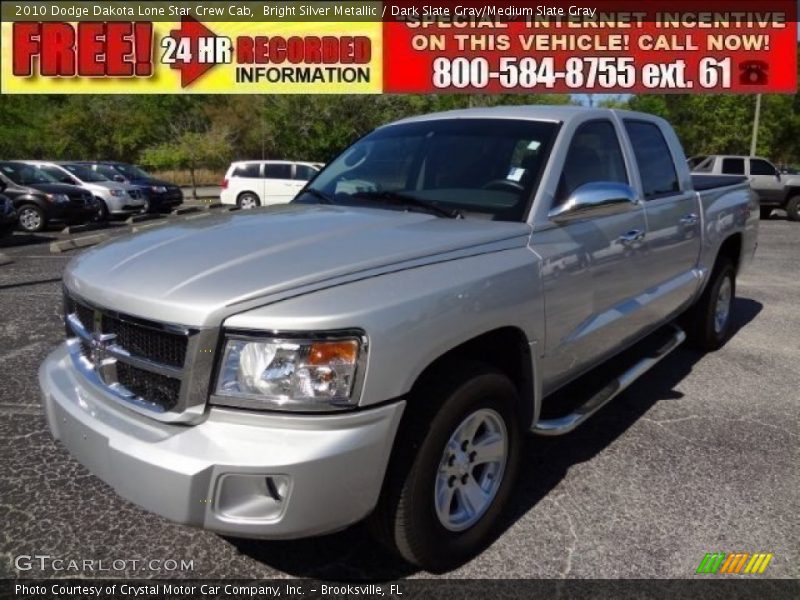 Bright Silver Metallic / Dark Slate Gray/Medium Slate Gray 2010 Dodge Dakota Lone Star Crew Cab