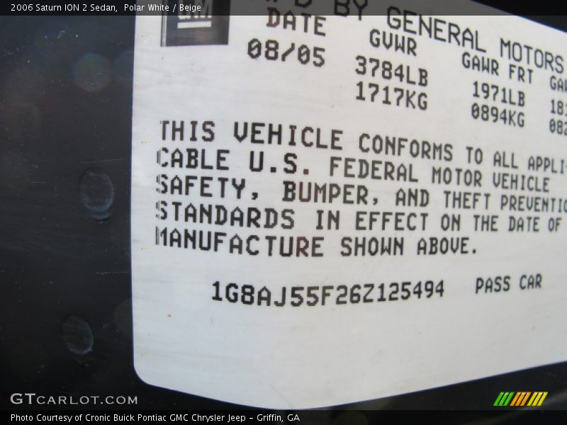 Polar White / Beige 2006 Saturn ION 2 Sedan