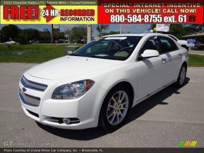 Summit White / Cocoa/Cashmere 2012 Chevrolet Malibu LTZ