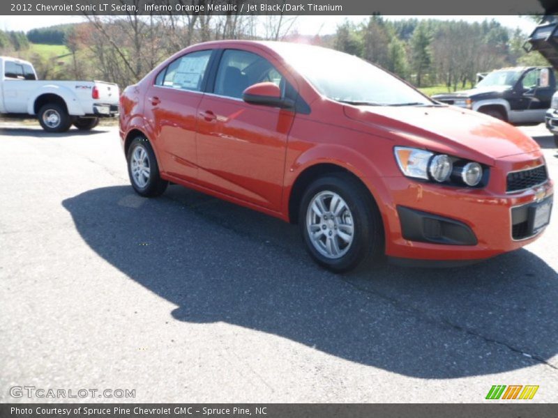 Inferno Orange Metallic / Jet Black/Dark Titanium 2012 Chevrolet Sonic LT Sedan