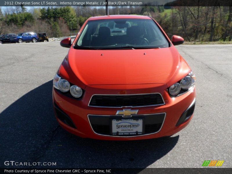 Inferno Orange Metallic / Jet Black/Dark Titanium 2012 Chevrolet Sonic LT Sedan