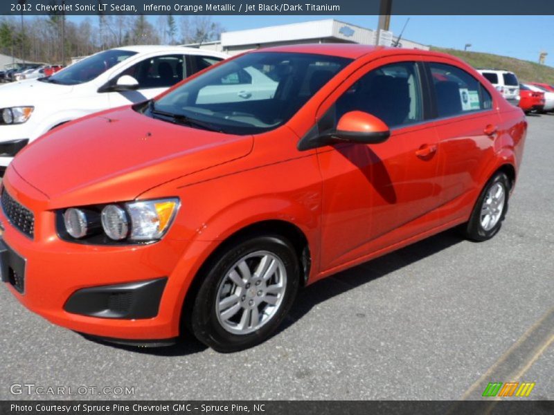 Inferno Orange Metallic / Jet Black/Dark Titanium 2012 Chevrolet Sonic LT Sedan