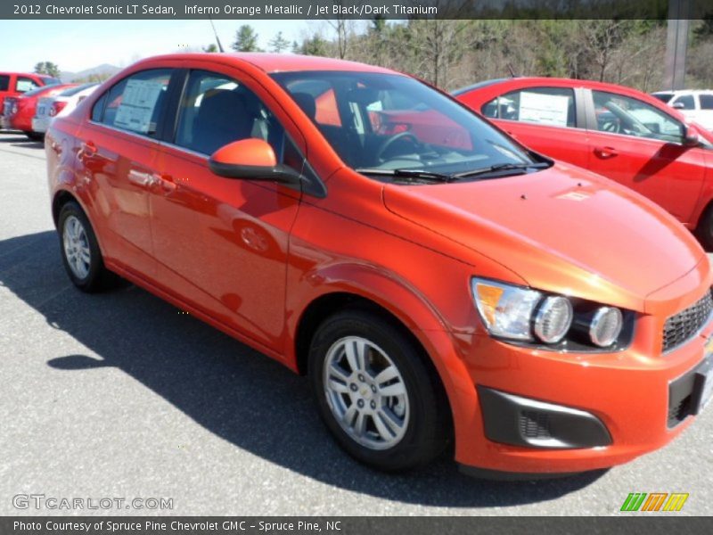 Inferno Orange Metallic / Jet Black/Dark Titanium 2012 Chevrolet Sonic LT Sedan