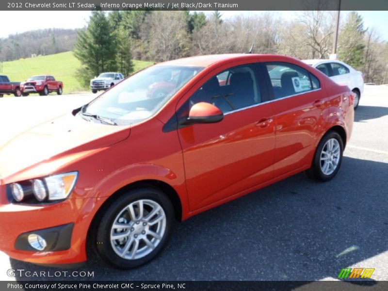 Inferno Orange Metallic / Jet Black/Dark Titanium 2012 Chevrolet Sonic LT Sedan