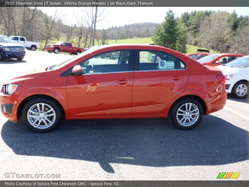 Inferno Orange Metallic / Jet Black/Dark Titanium 2012 Chevrolet Sonic LT Sedan