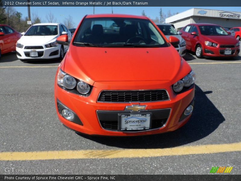 Inferno Orange Metallic / Jet Black/Dark Titanium 2012 Chevrolet Sonic LT Sedan