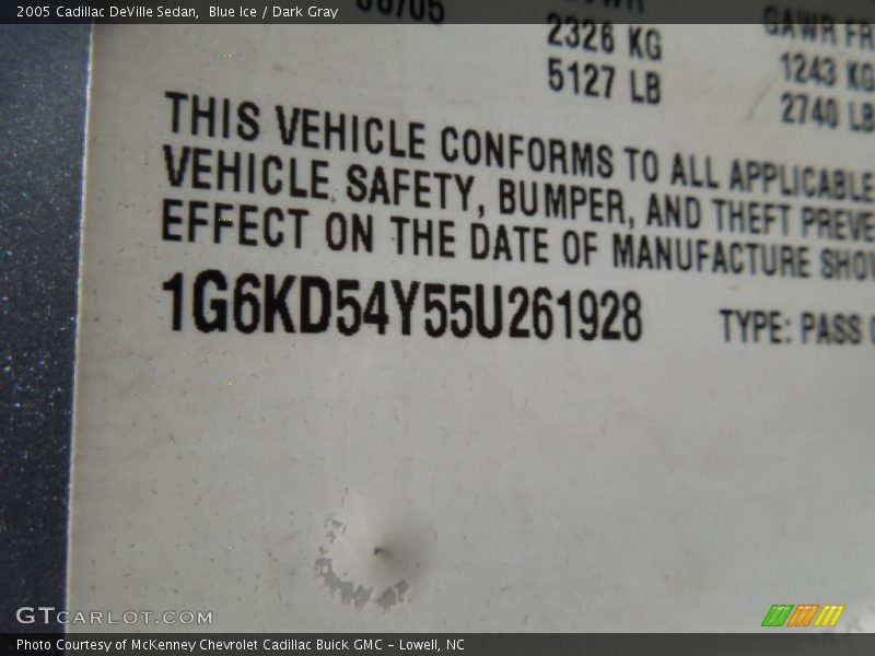 Blue Ice / Dark Gray 2005 Cadillac DeVille Sedan