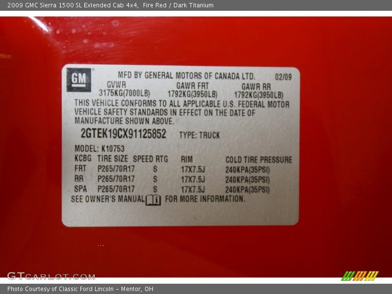 Fire Red / Dark Titanium 2009 GMC Sierra 1500 SL Extended Cab 4x4