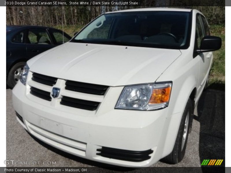 Stone White / Dark Slate Gray/Light Shale 2010 Dodge Grand Caravan SE Hero