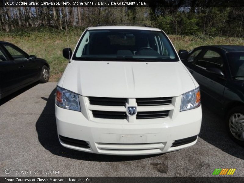 Stone White / Dark Slate Gray/Light Shale 2010 Dodge Grand Caravan SE Hero