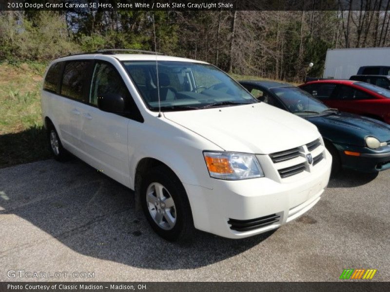 Stone White / Dark Slate Gray/Light Shale 2010 Dodge Grand Caravan SE Hero