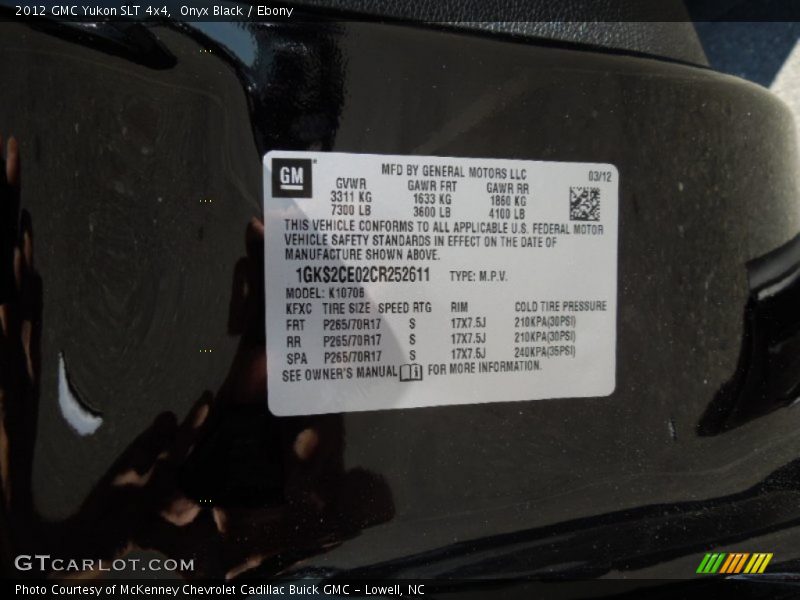 Onyx Black / Ebony 2012 GMC Yukon SLT 4x4