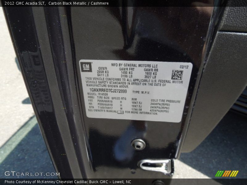 Carbon Black Metallic / Cashmere 2012 GMC Acadia SLT