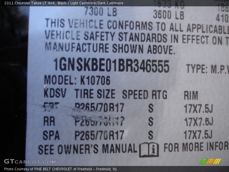 Black / Light Cashmere/Dark Cashmere 2011 Chevrolet Tahoe LT 4x4