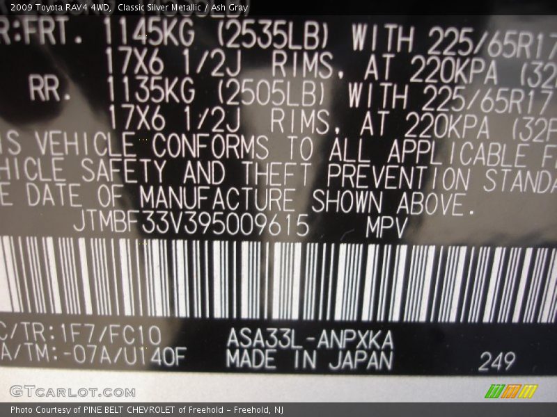 Classic Silver Metallic / Ash Gray 2009 Toyota RAV4 4WD