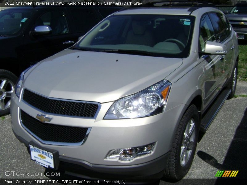 Gold Mist Metallic / Cashmere/Dark Gray 2012 Chevrolet Traverse LT AWD