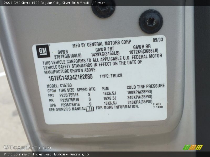 Silver Birch Metallic / Pewter 2004 GMC Sierra 1500 Regular Cab