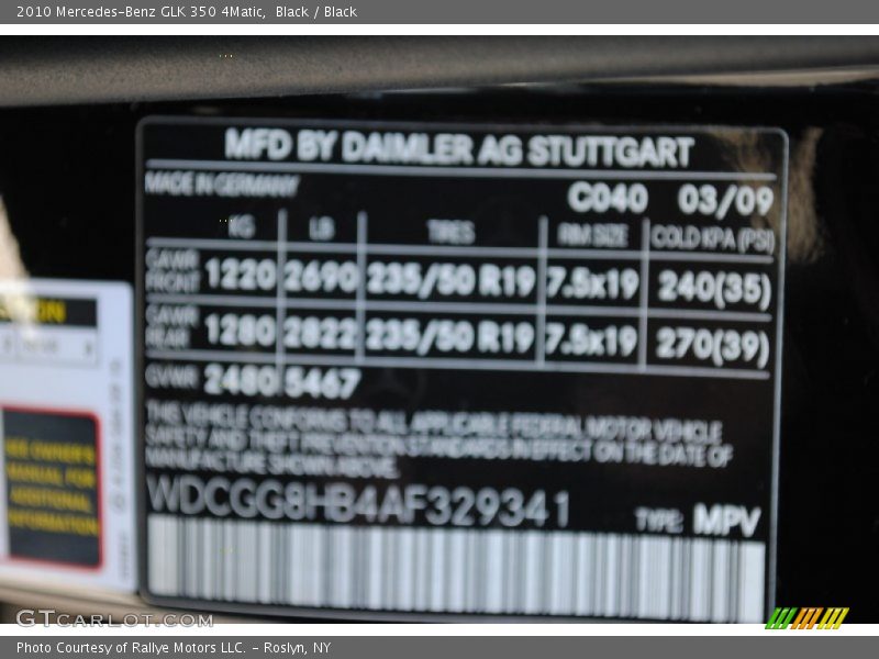 Black / Black 2010 Mercedes-Benz GLK 350 4Matic