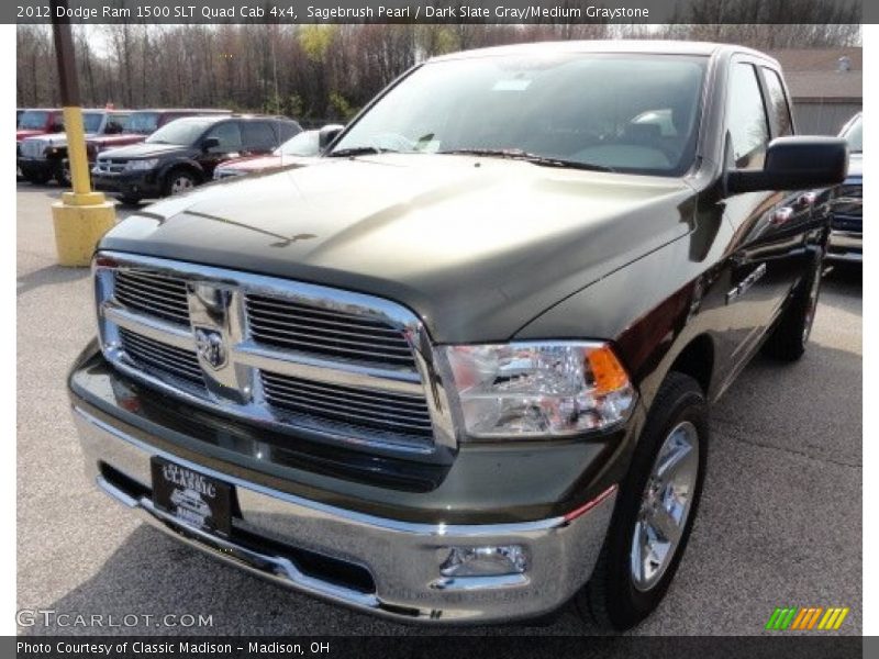 Sagebrush Pearl / Dark Slate Gray/Medium Graystone 2012 Dodge Ram 1500 SLT Quad Cab 4x4