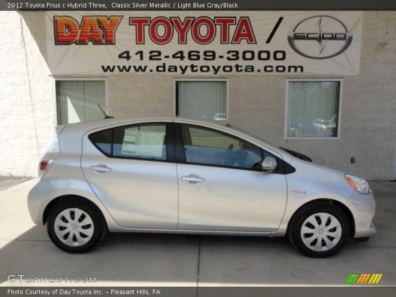 Classic Silver Metallic / Light Blue Gray/Black 2012 Toyota Prius c Hybrid Three