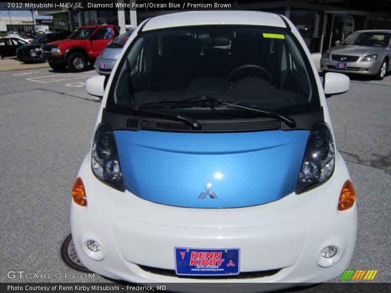 Diamond White Pearl/Ocean Blue / Premium Brown 2012 Mitsubishi i-MiEV SE