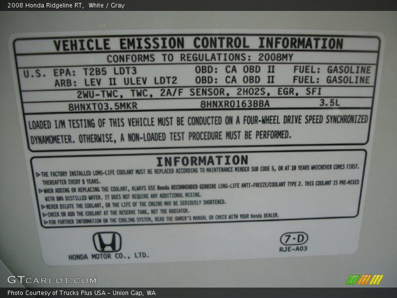 White / Gray 2008 Honda Ridgeline RT