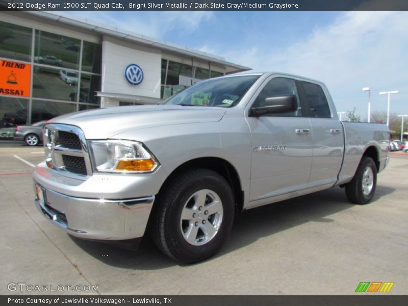 Bright Silver Metallic / Dark Slate Gray/Medium Graystone 2012 Dodge Ram 1500 SLT Quad Cab