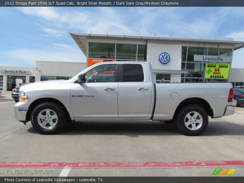 Bright Silver Metallic / Dark Slate Gray/Medium Graystone 2012 Dodge Ram 1500 SLT Quad Cab