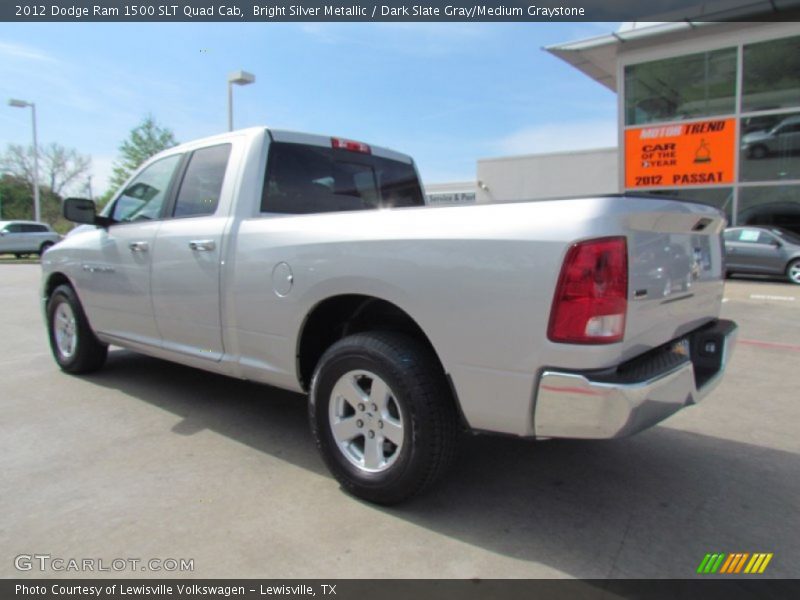 Bright Silver Metallic / Dark Slate Gray/Medium Graystone 2012 Dodge Ram 1500 SLT Quad Cab