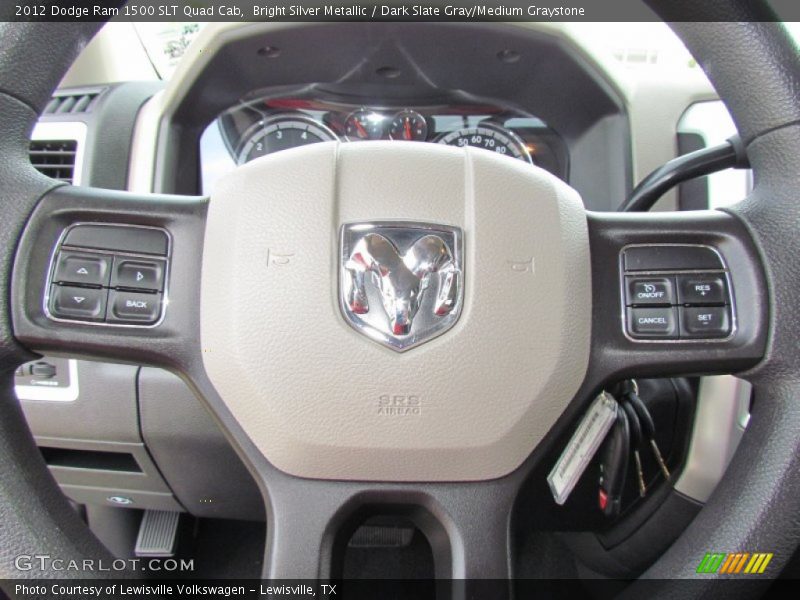 Bright Silver Metallic / Dark Slate Gray/Medium Graystone 2012 Dodge Ram 1500 SLT Quad Cab