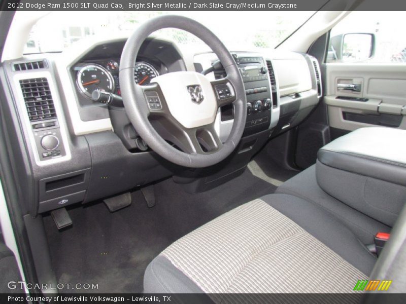Bright Silver Metallic / Dark Slate Gray/Medium Graystone 2012 Dodge Ram 1500 SLT Quad Cab